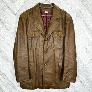 Vintage Marquis of London Leather Jacket Coat Mens Size Large Hipster 70s